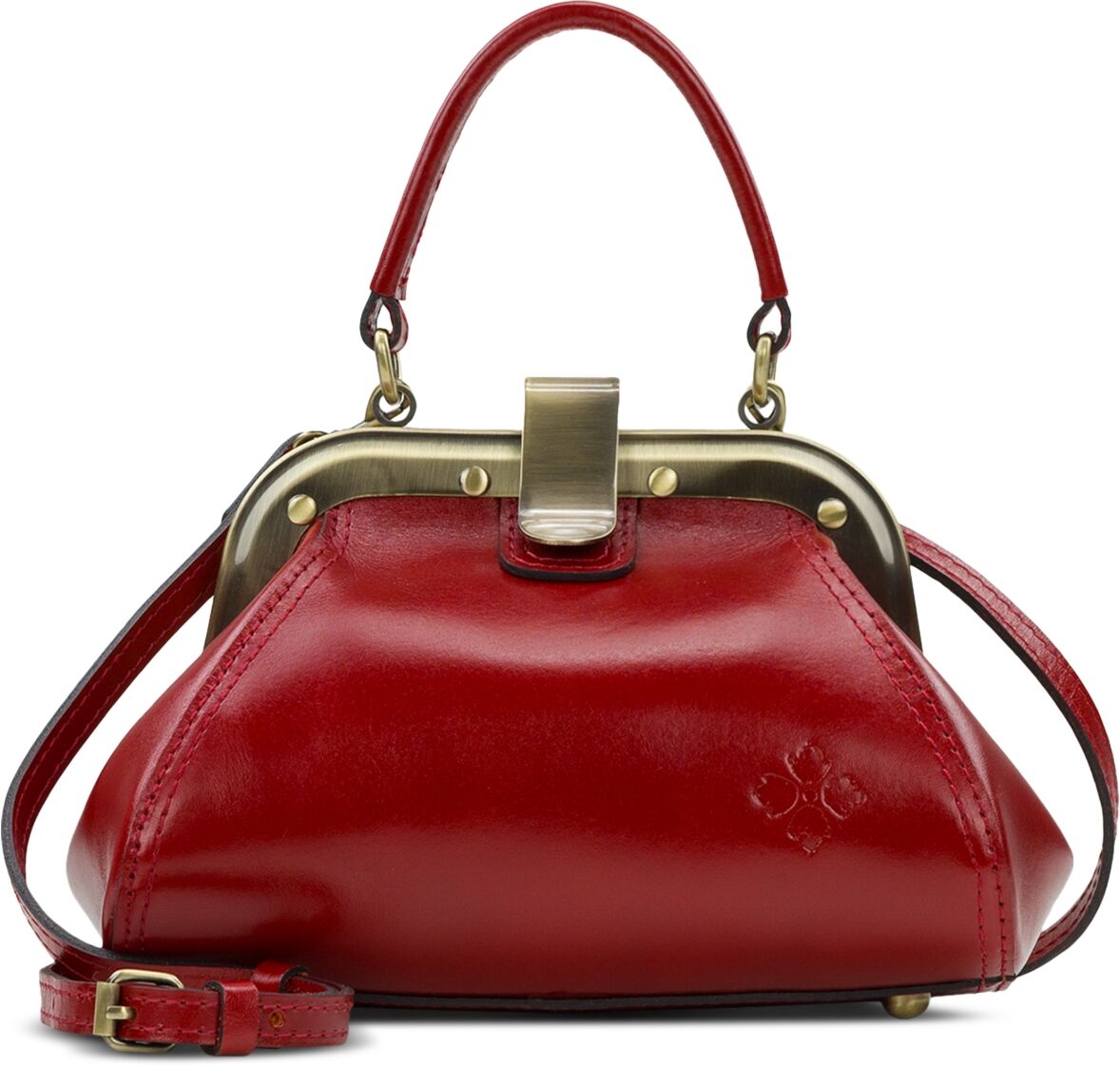 Patricia Nash Conselice Small Leather Frame Satchel - Ruby Red