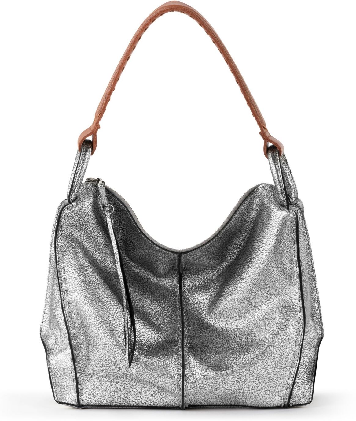 The Sak Los Feliz Leather Hobo Bag - Dark Silvr