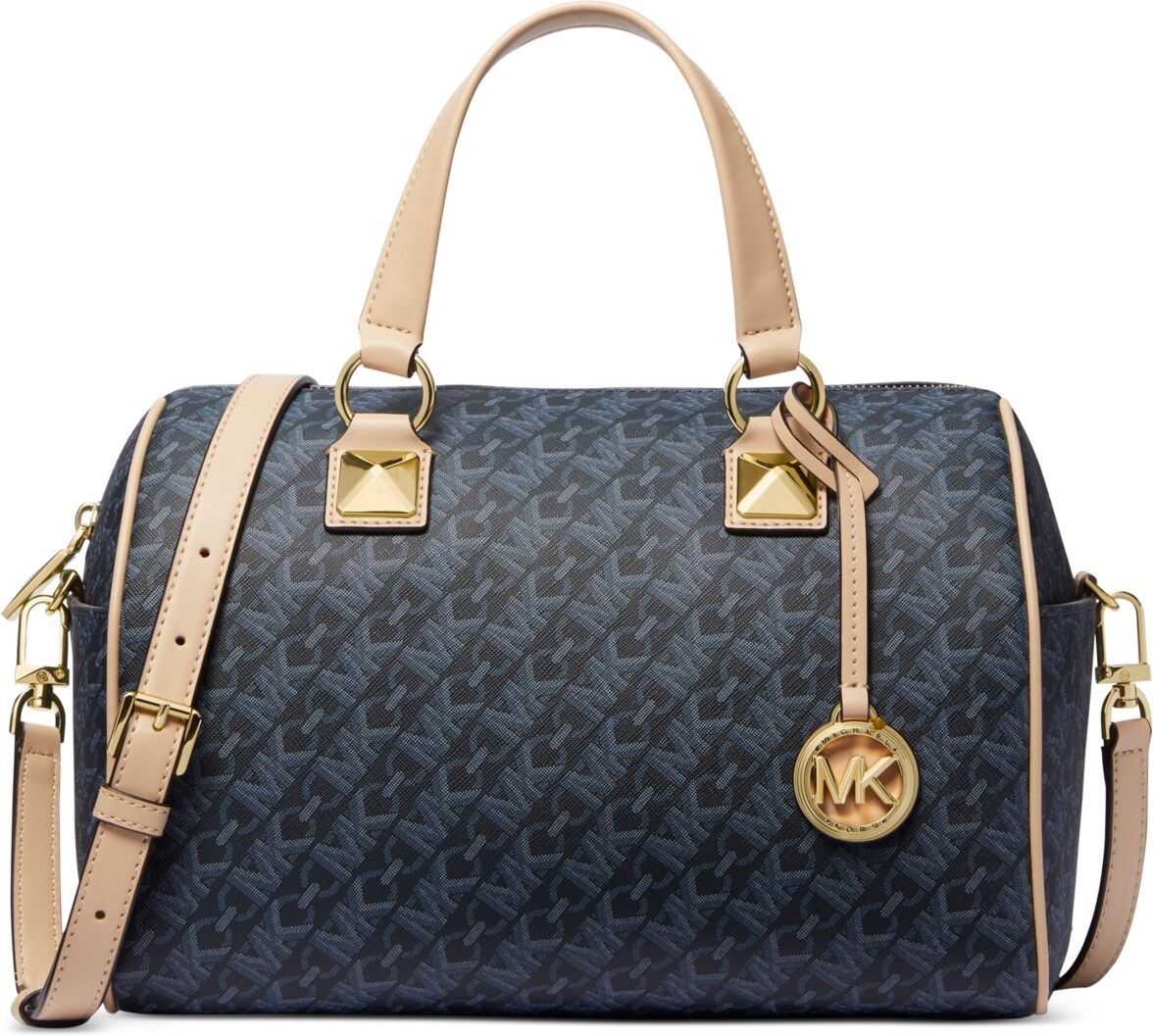 Michael Kors Michael Michael Kors Empire Logo Grayson Medium Duffel Satchel - Admiral/pale Blue