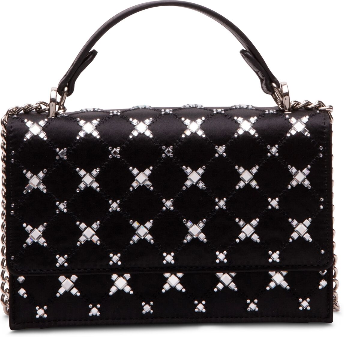 Betsey Johnson Quilted Stone Sparkler Convertible Bag - Black