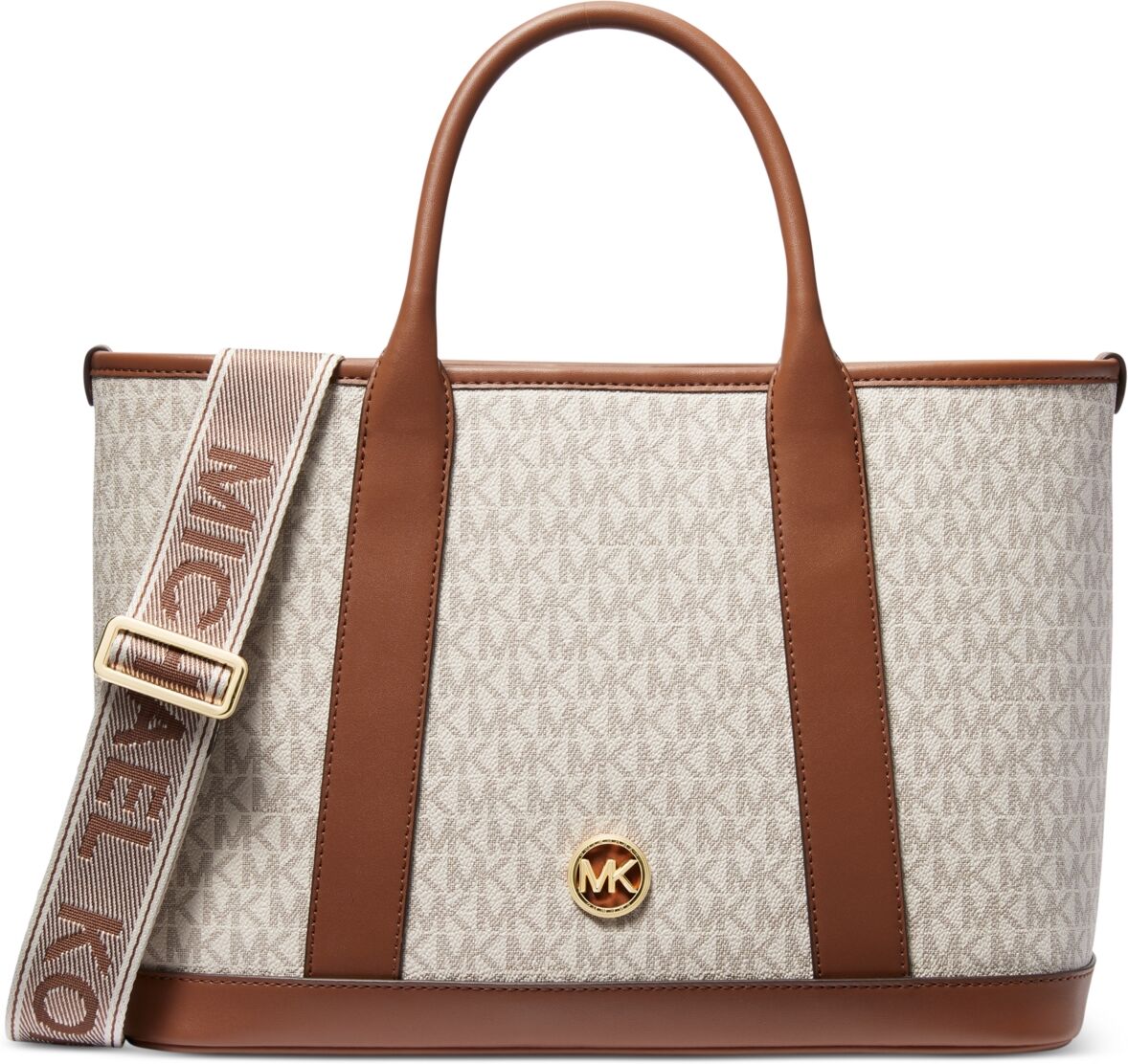 Michael Kors Michael Michael Kors Logo Luisa Medium Satchel - Vanilla/ Luggage