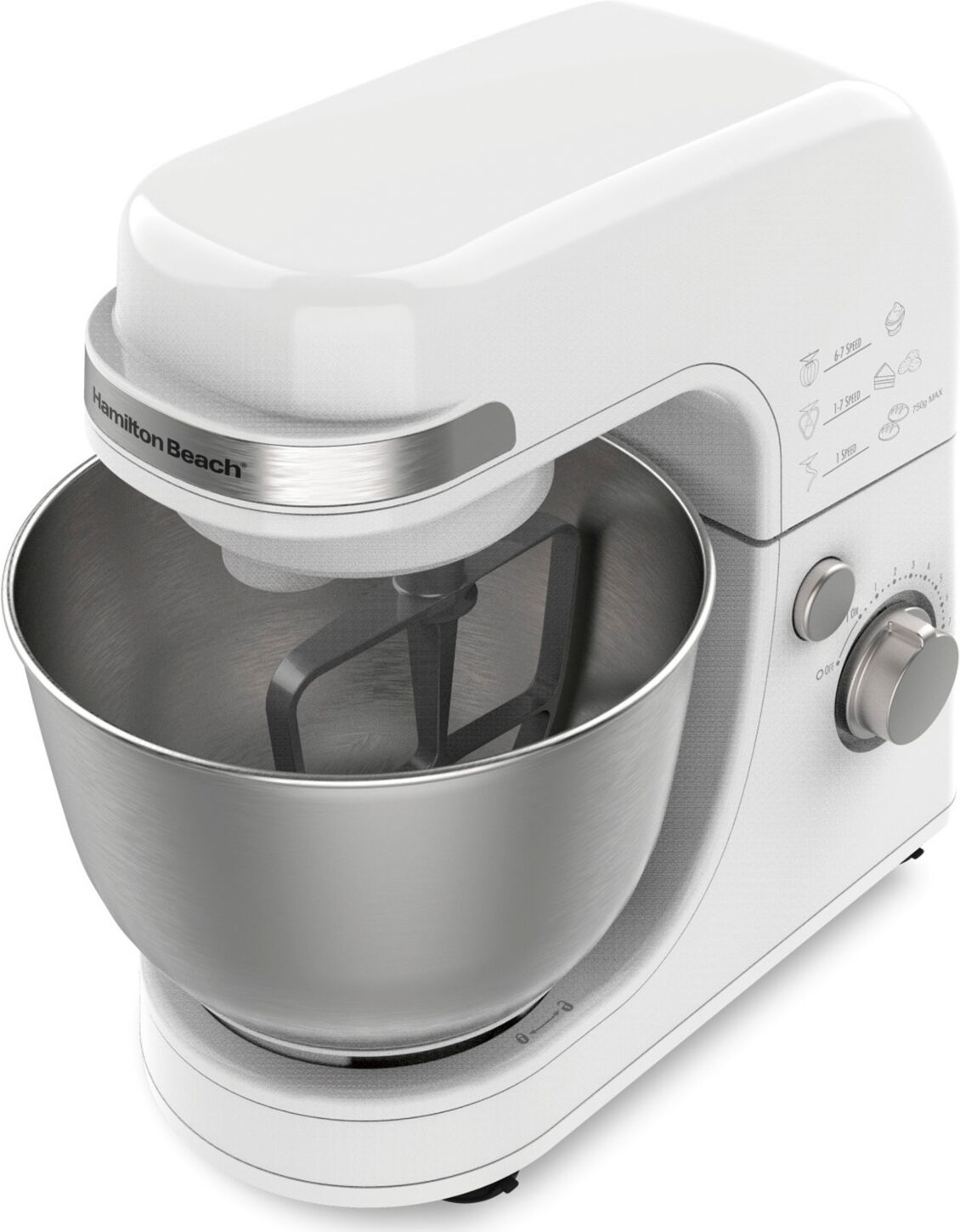 Hamilton Beach 7-Speed 4 Quart Stand Mixer, 300 Watts - White