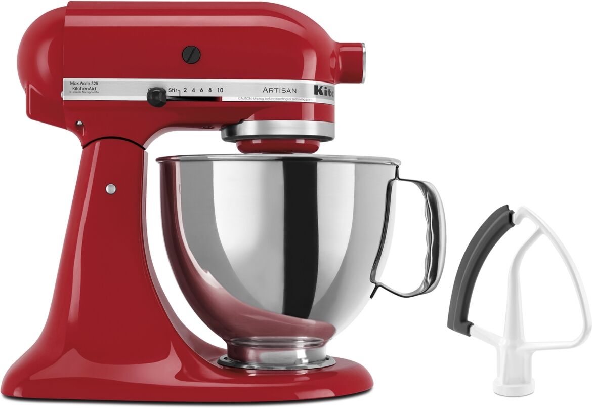 KitchenAid Artisan Series Bundle 5-Quart Tilt-Head Stand Mixer with Flex Edge Beater KSM150FE - Empire Red