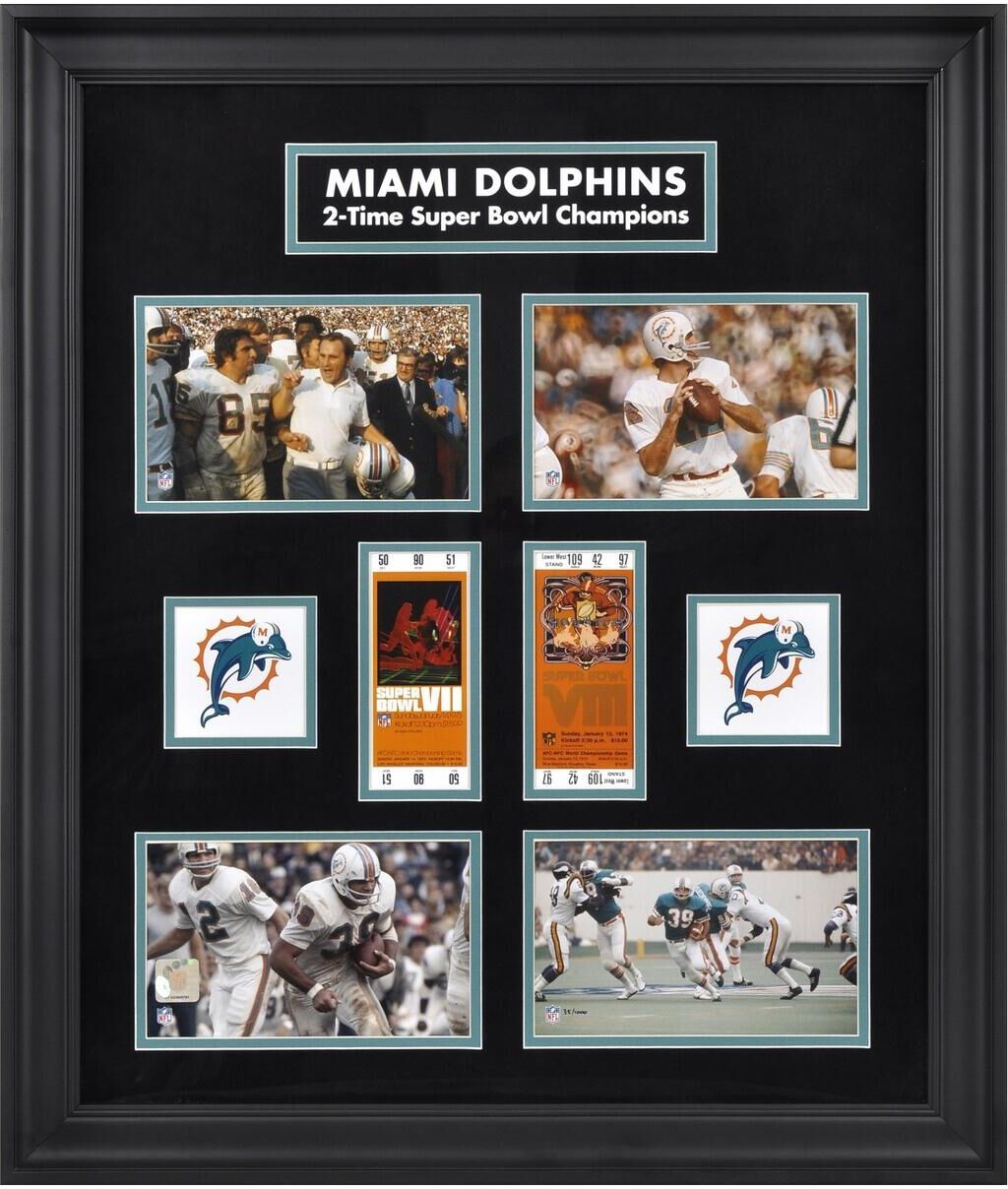 Fanatics Authentic Miami Dolphins Framed Super Bowl Replica Ticket and Photo Collage - Multi