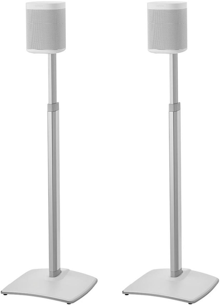 Sanus WSSA2 Adjustable Height Wireless Speaker Stands for Sonos One, Play:1, and Play:3 - Pair - White