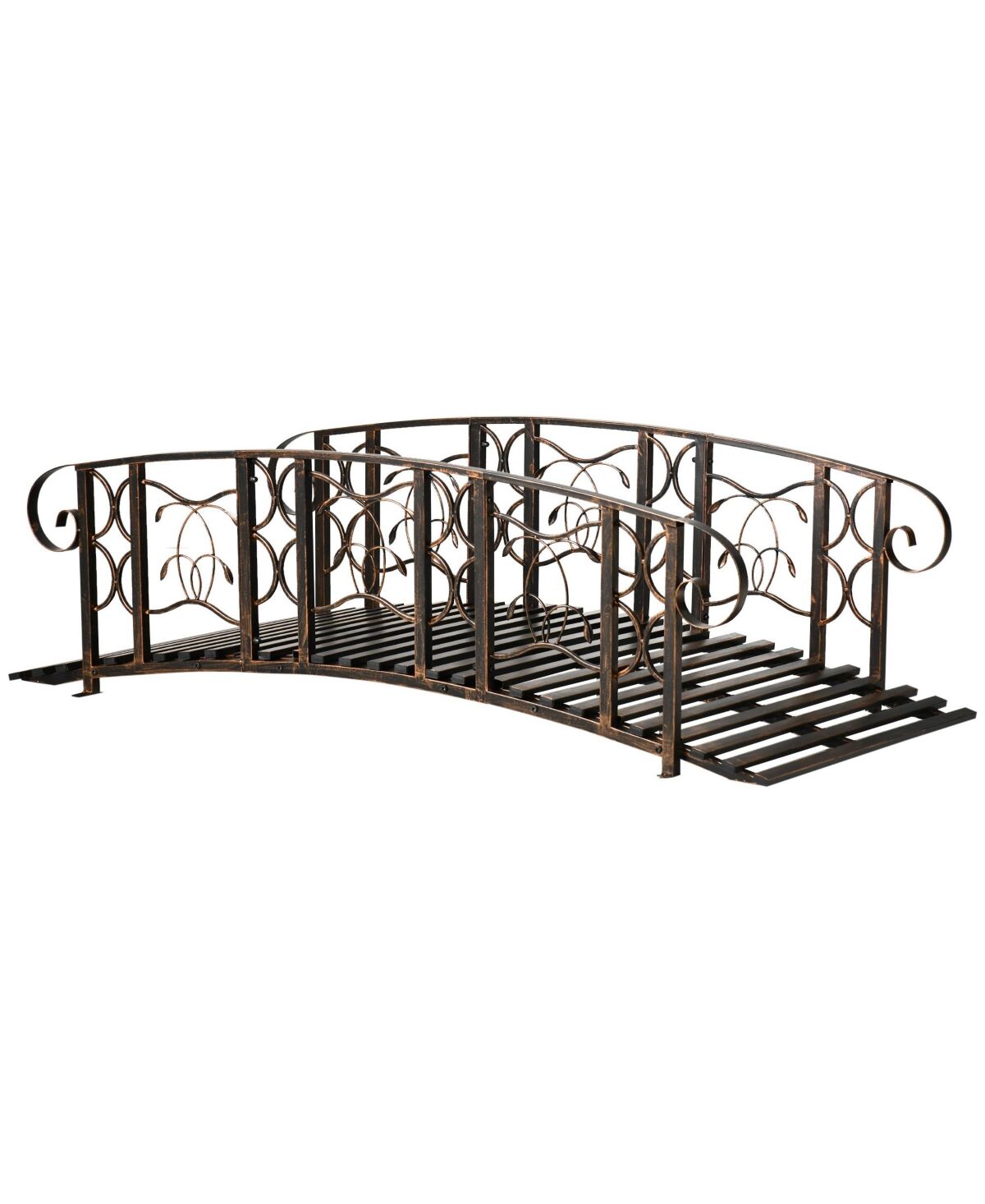Outsunny 6' Metal Arch Backyard Garden Bridge with 660 lbs. Weight Capacity, Safety Siderails, Vine Motifs, & Easy Assembly for Backyard Creek, Stream