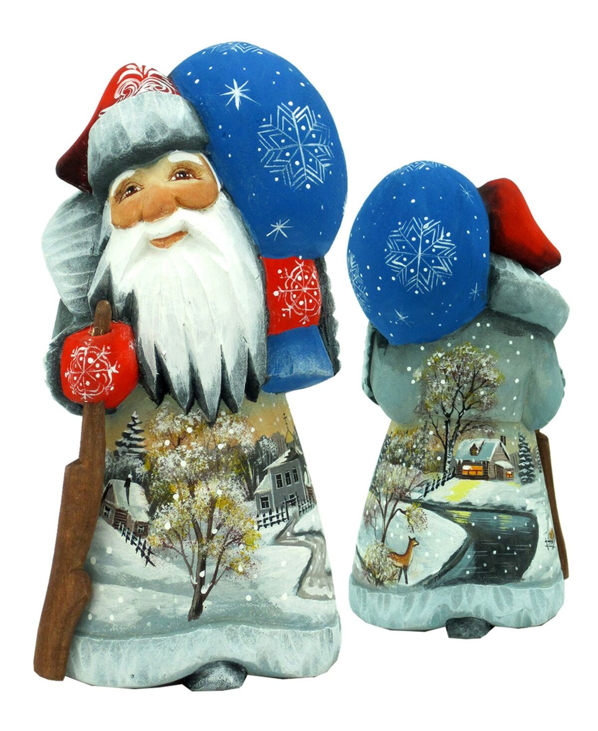 G.DeBrekht Woodcarved and Hand Painted Winter Landscape Santa Figurine - Multi