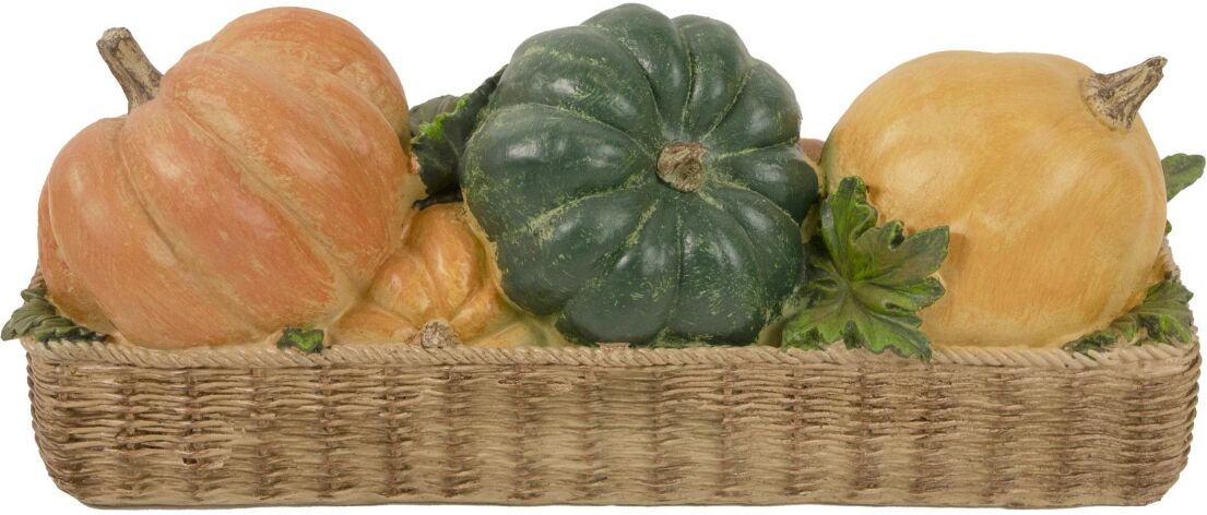 Northlight Faux Rattan Basket with Pumpkins Thanksgiving Table Top Decoration, 15