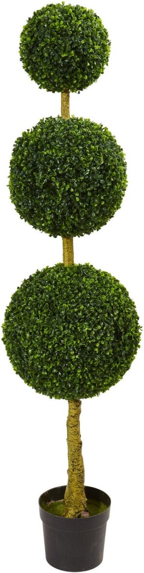 Nearly Natural 5.5' Boxwood Triple Ball Topiary Uv-Resistant Indoor/Outdoor Artificial Tree - Green