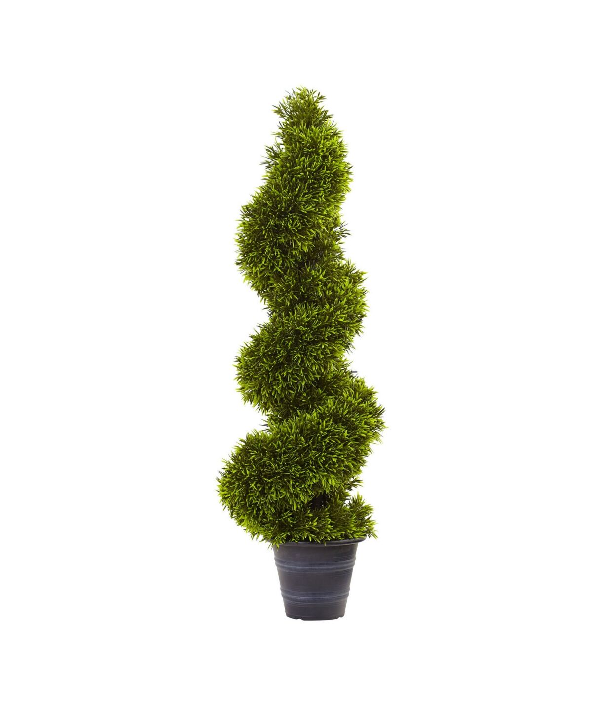 Nearly Natural 3' Artificial Grass Spiral Topiary with Decorative Planter - Green