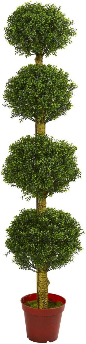 Nearly Natural 6' Boxwood 4-Tier Topiary Uv-Resistant Indoor/Outdoor Artificial Tree - Green