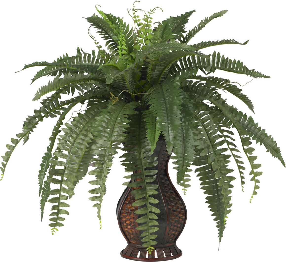 Nearly Natural Boston Fern w/ Urn Silk Plant - Green