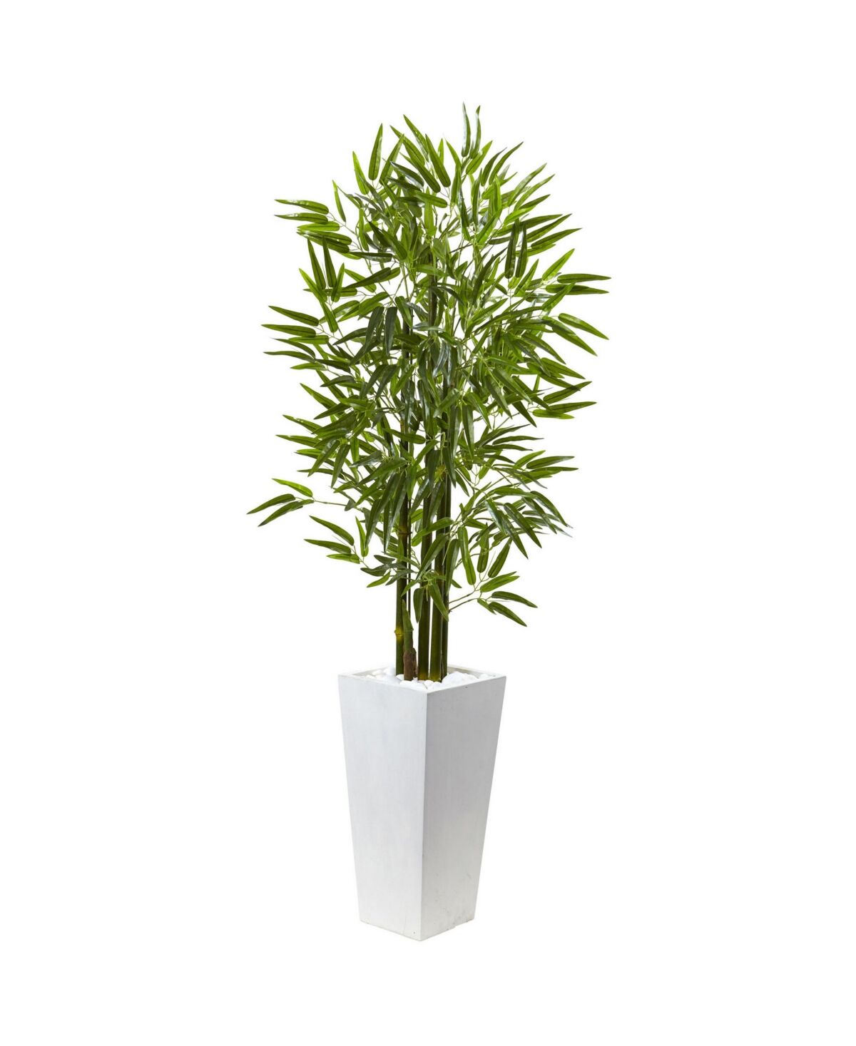 Nearly Natural 5' Bamboo Uv-Resistant Indoor/Outdoor Artificial Tree with White Planter - Green