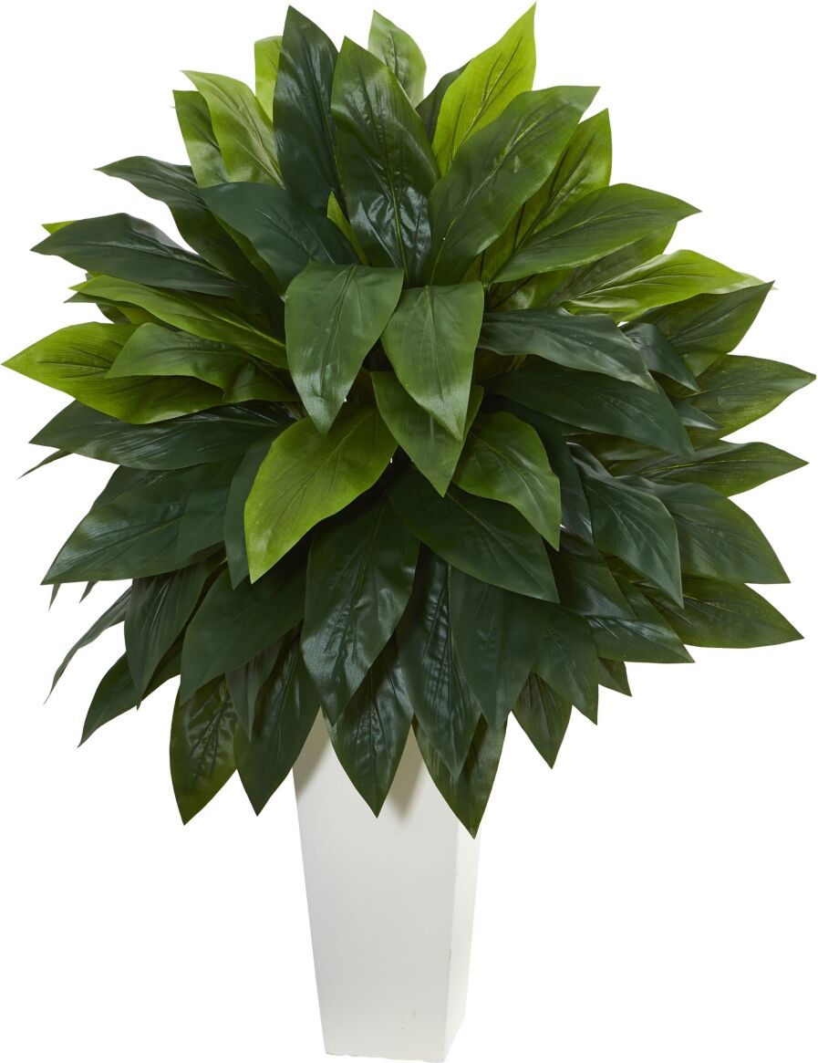 Nearly Natural Cordyline Artificial Plant in White Tower Planter - Green