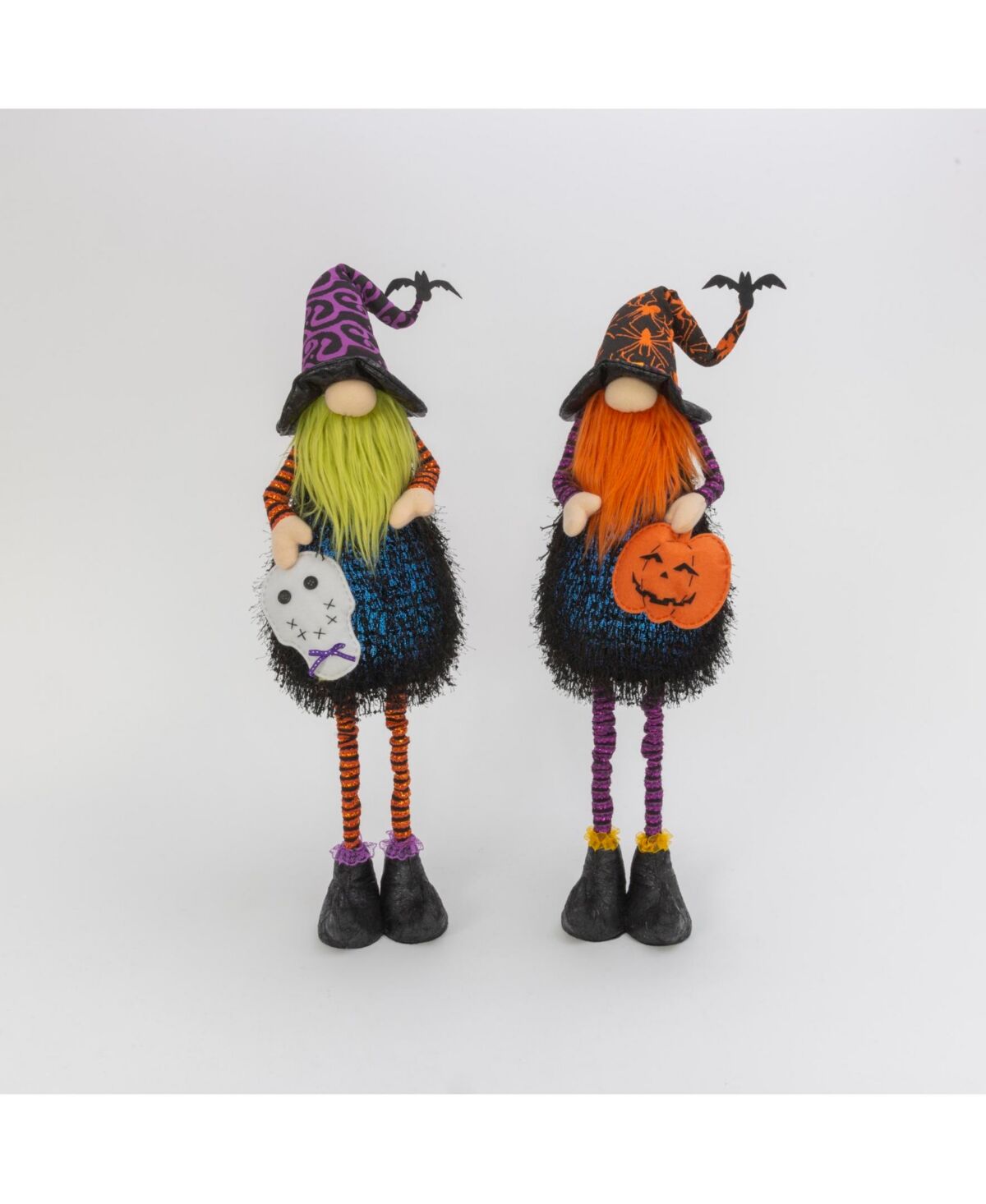 Gerson International Set of 2 Lighted Whimsical Halloween Gnomes with Flexible Legs - Multicolor