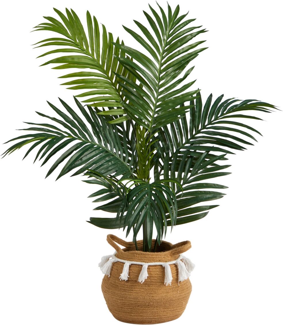 Nearly Natural 4' Kentia Palm Artificial Tree in Boho Chic Planter - Green