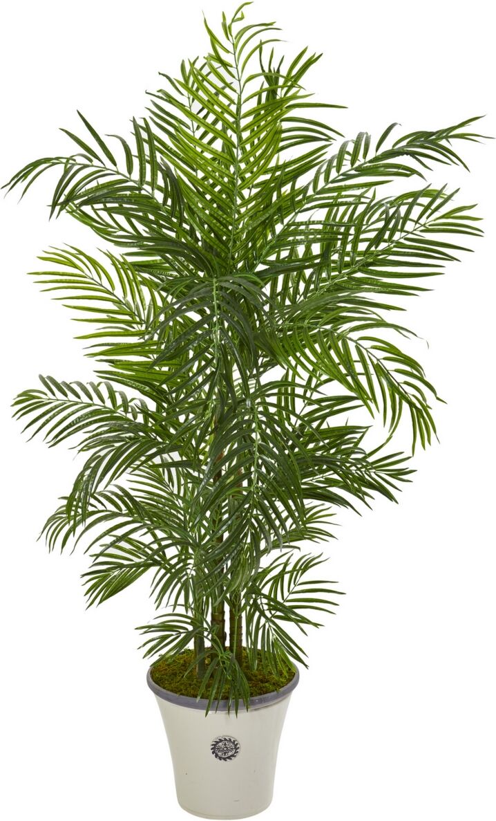 Nearly Natural 6' Areca Palm Artificial Tree in Planter Uv Resistant Indoor/Outdoor - Green