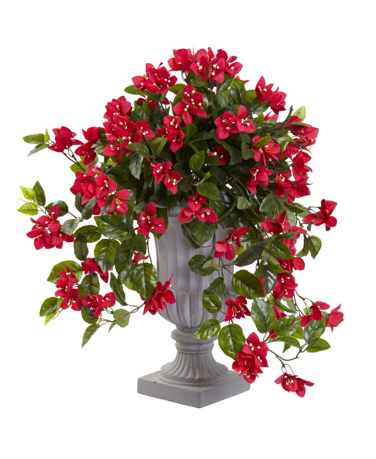 Nearly Natural Bougainvillea Flowering Uv-Resistant Indoor/Outdoor Artificial Plant in Decorative Urn - Red