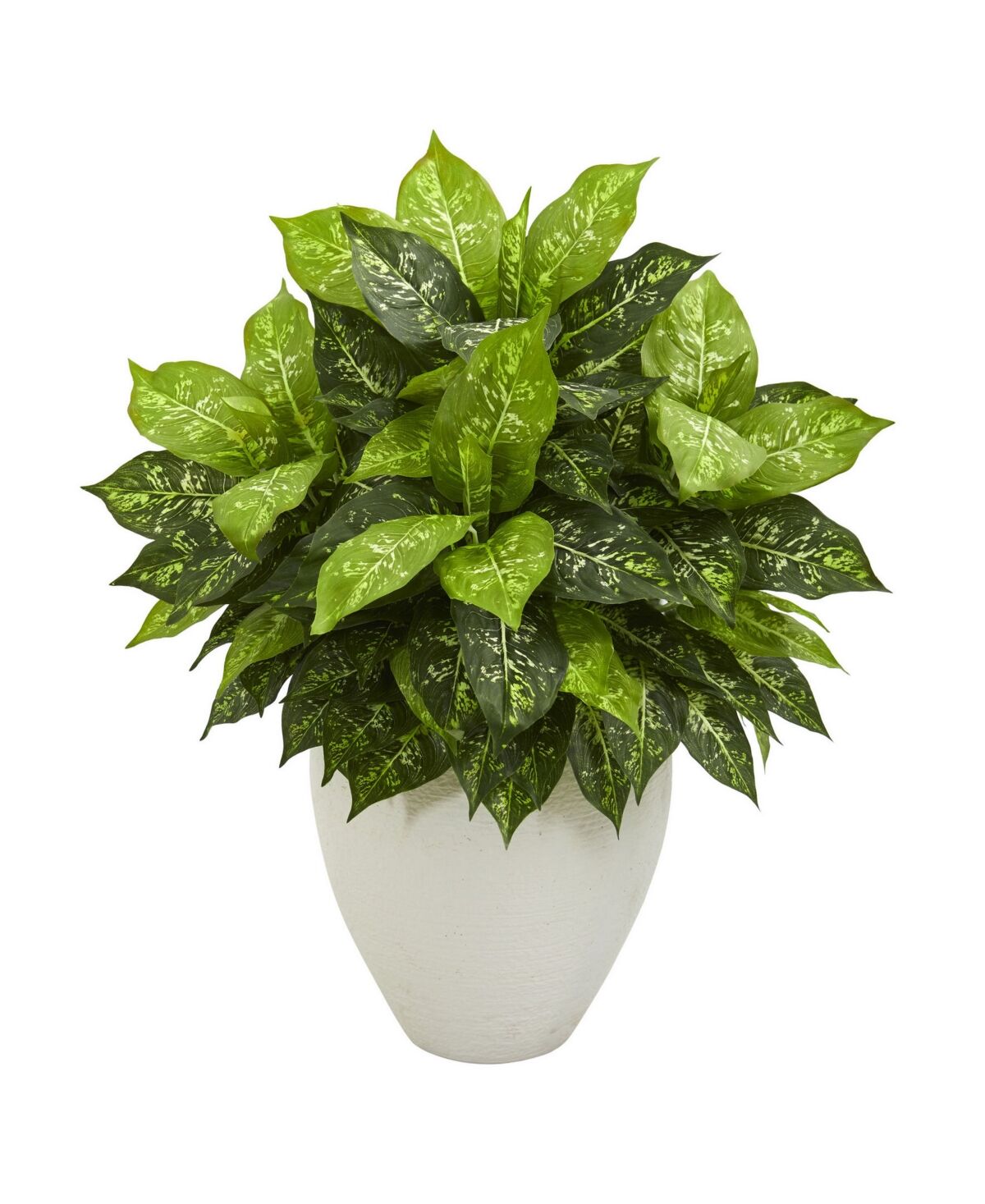 Nearly Natural Dieffenbachia Artificial Plant in White Planter - Green