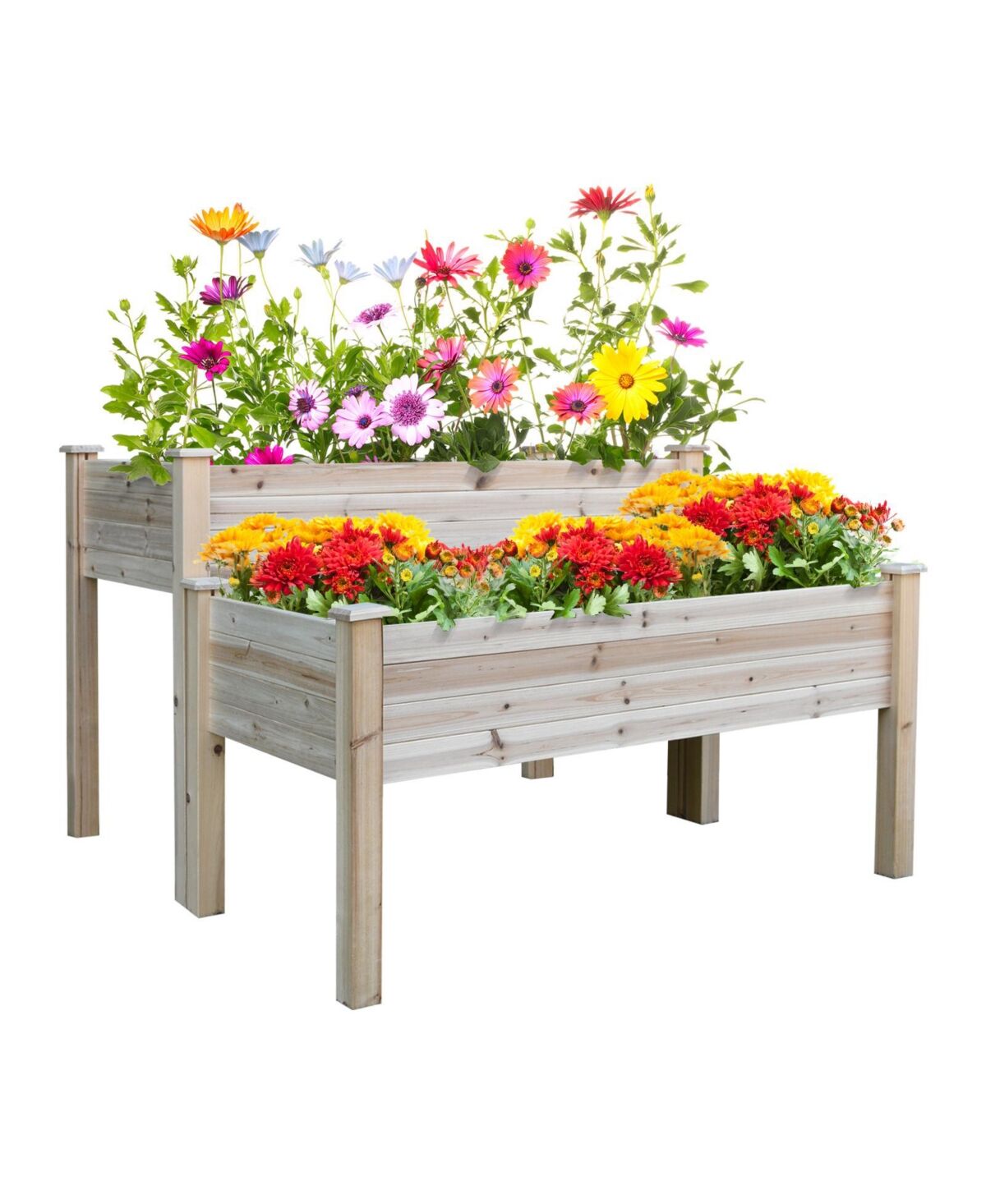 Outsunny Outdoor/Indoor Raised Garden Bed Elevated Wooden Planter Box - Natural