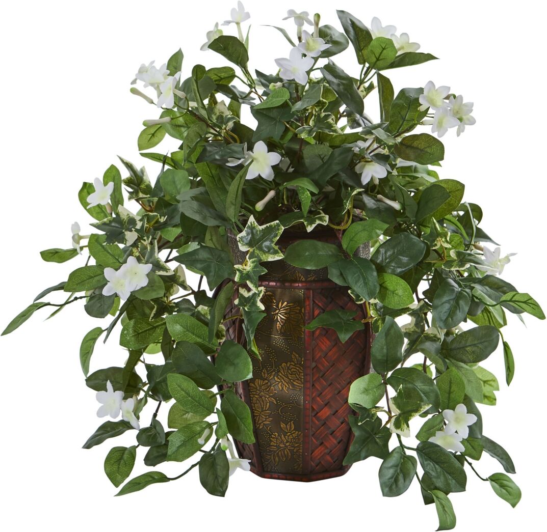 Nearly Natural Stephanotis and Ivy Artificial Plant in Decorative Planter - Green