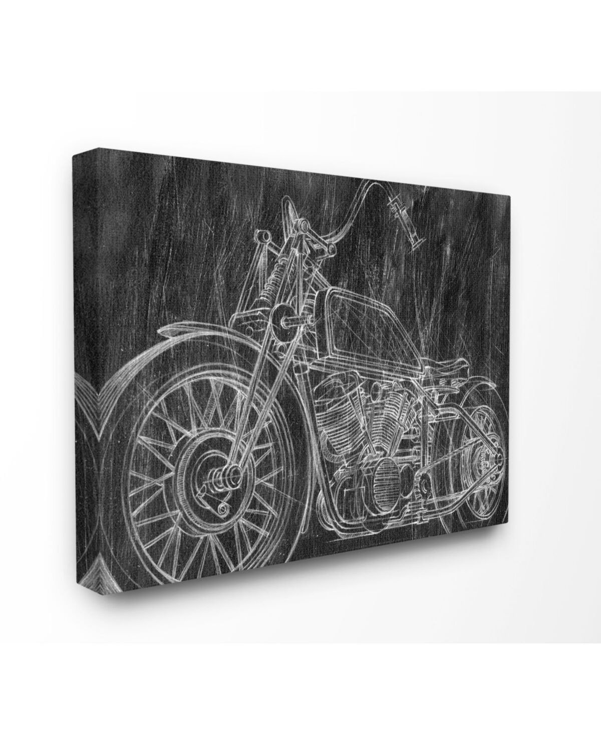 Stupell Industries Monotone Black and White Motorcycle Sketch Canvas Wall Art, 30