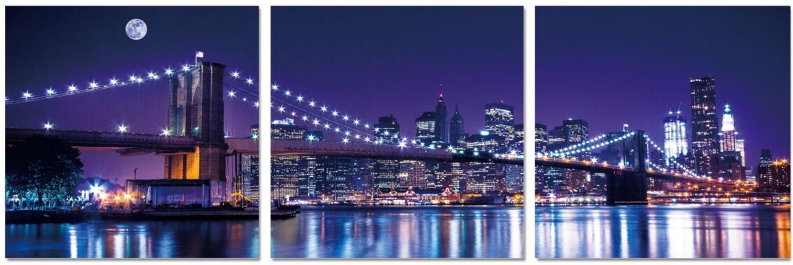 Chic Home Decor Cityline 3 Piece Wrapped Canvas Wall Art Nyc Skyline -16