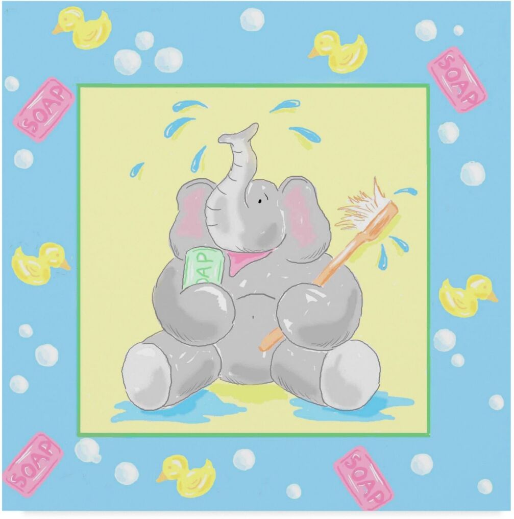 Trademark Global Jade Reynolds Baby Elephant Bath Ii Canvas Art - 27