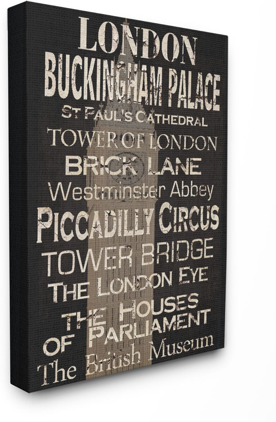 Stupell Industries Home Decor London Landmark Typography Canvas Wall Art, 30