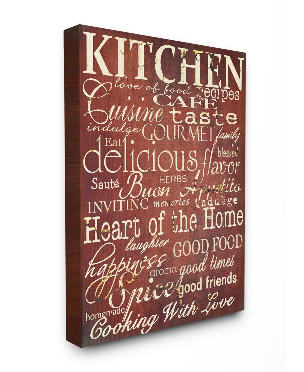 Stupell Industries Home Decor Collection Words in the Kitchen, Off Red Canvas Wall Art, 30