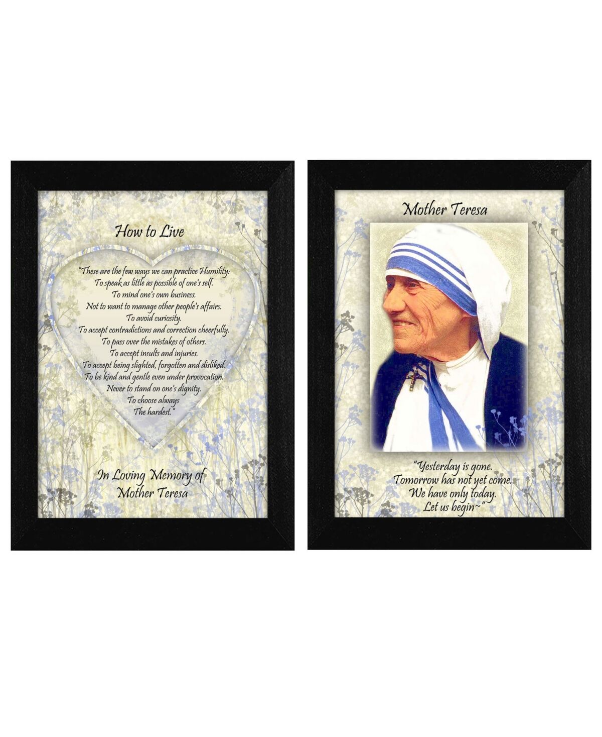 Trendy Decor 4U How To Live Quotes by Mother Teresa Collection, Printed Wall Art, Ready to hang, Black Frame, 10