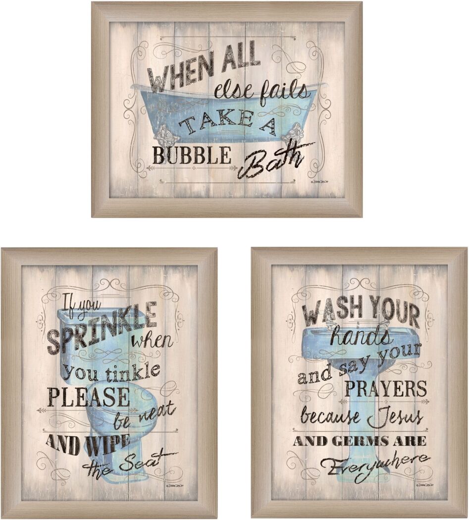 Trendy Decor 4U Bathroom Humor Collection By Debbie DeWitt, Printed Wall Art, Ready to hang, Beige Frame, 45