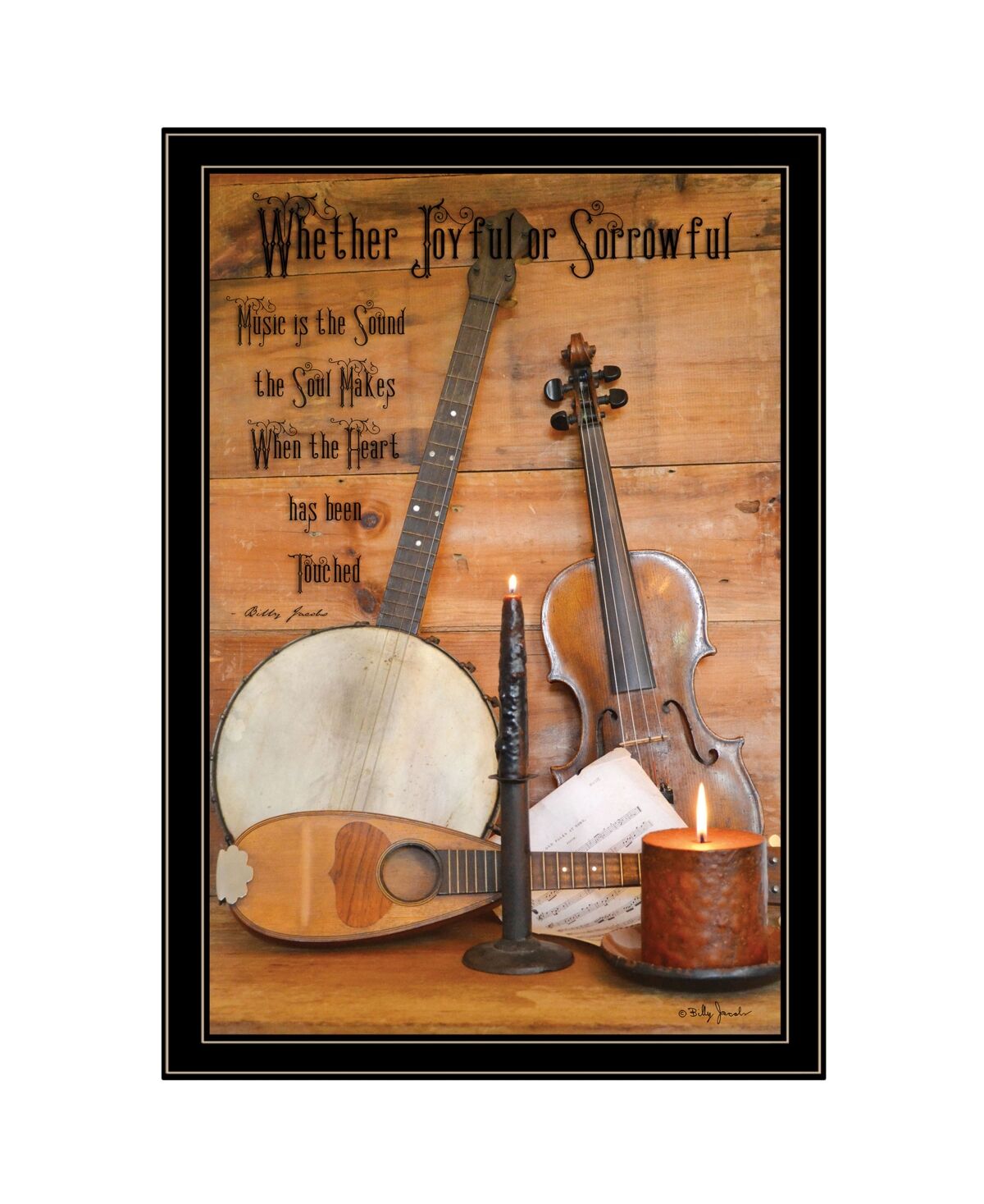 Trendy Decor 4U Music by Billy Jacobs, Ready to hang Framed Print, Black Frame, 23