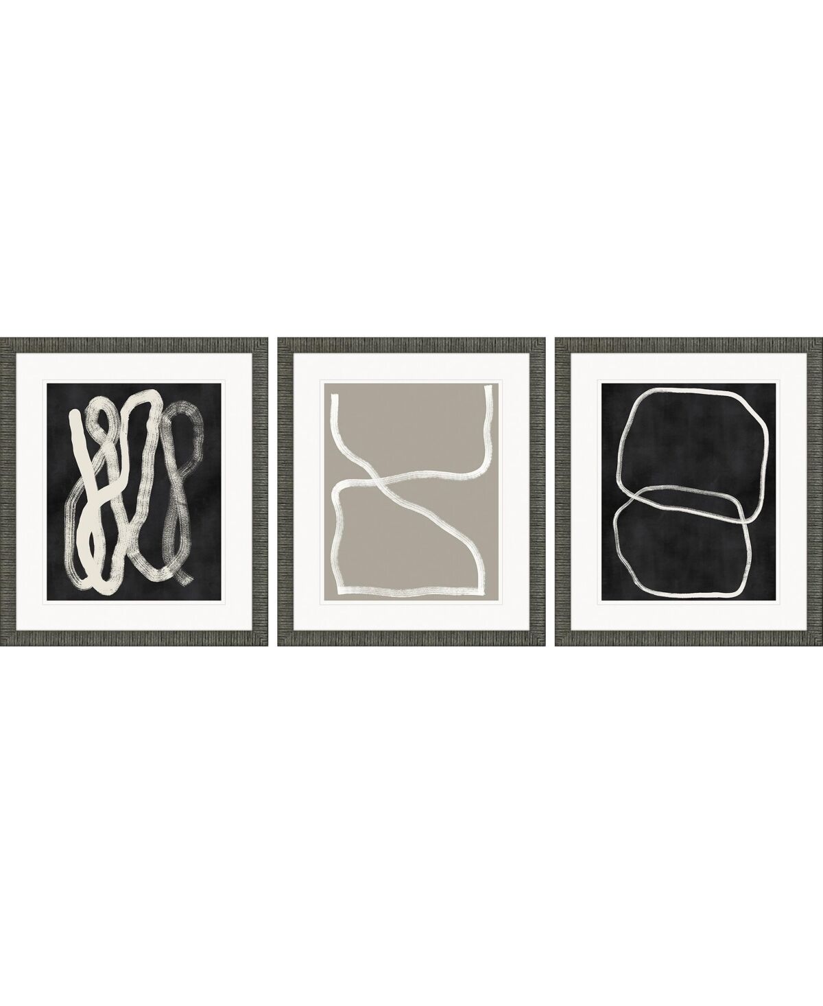 Paragon Picture Gallery Naive Lines Ii Framed Art, Set of 3 - Black