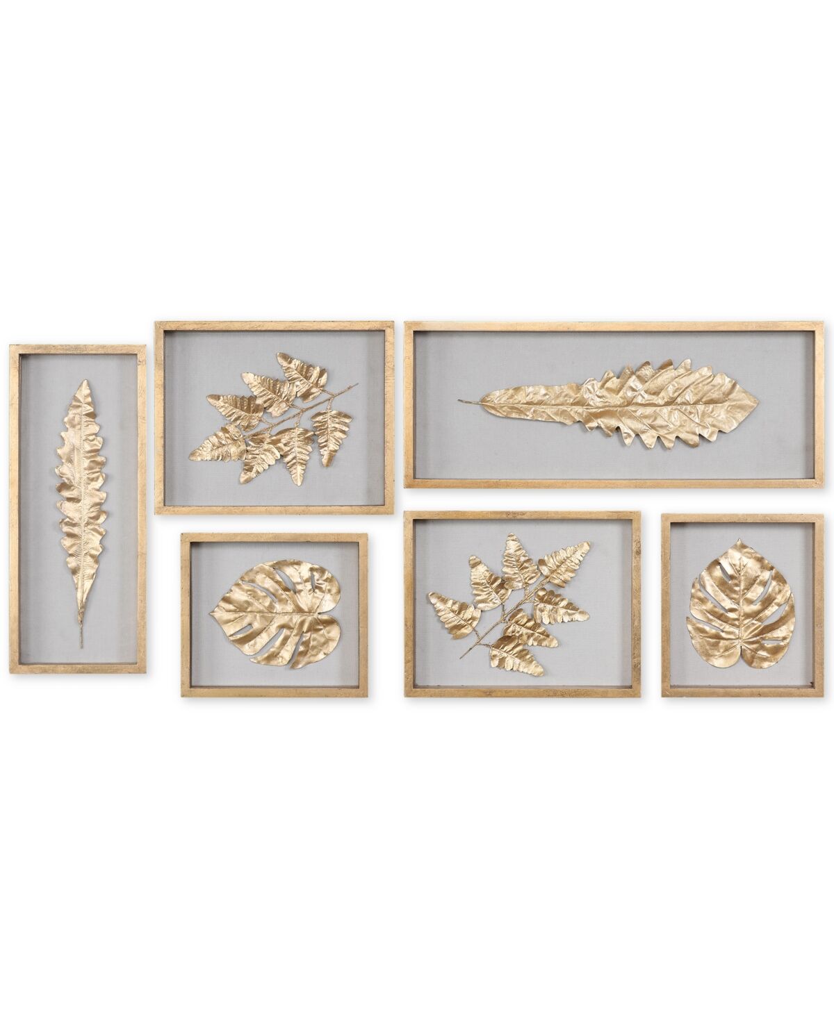 Uttermost Golden Leaves 6-Pc. Shadow Box Wall Art Set