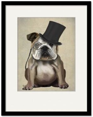 Courtside Market English Bulldog Formal Hound Hat Framed Matted Art Collection