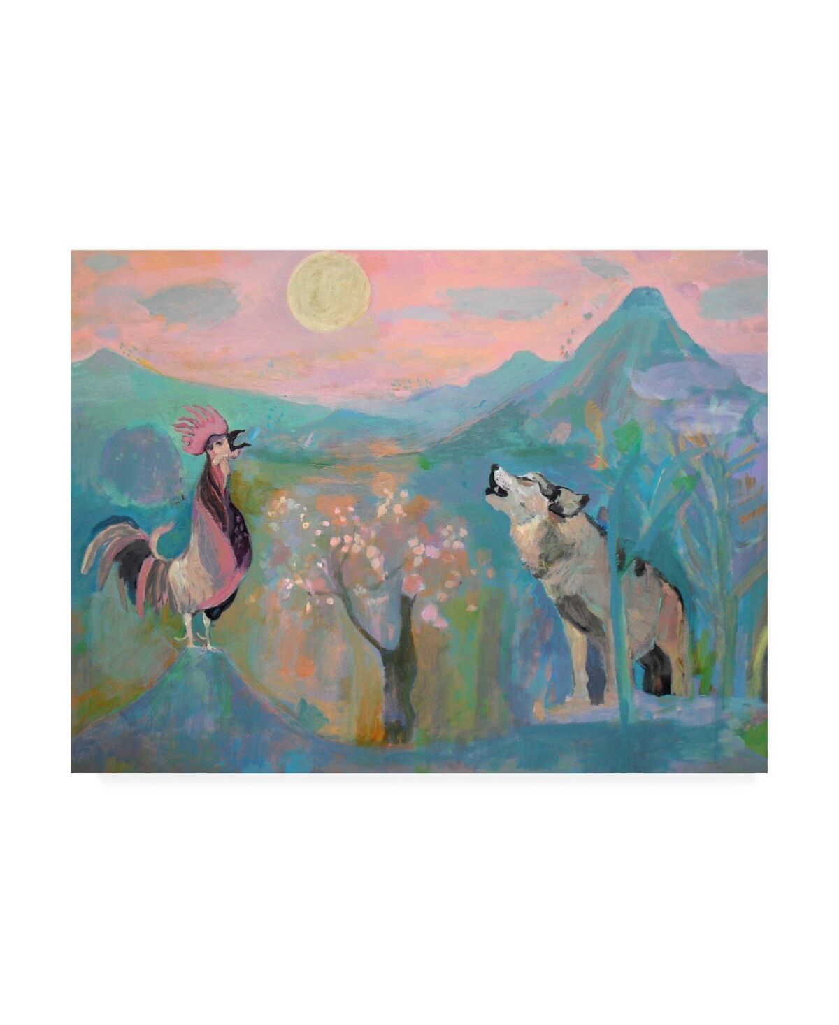 Trademark Global Iria Fernandez Alvare The Wolf and The Rooster Sing by Moonlight Canvas Art - 36.5