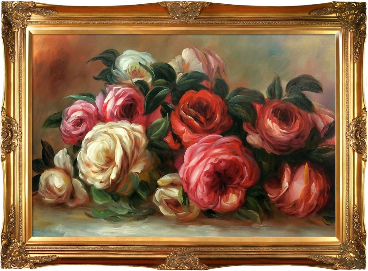 La Pastiche by Overstockart Discarded Roses by Pierre-Auguste Renoir with Victorian Frame Oil Painting Wall Art, 44