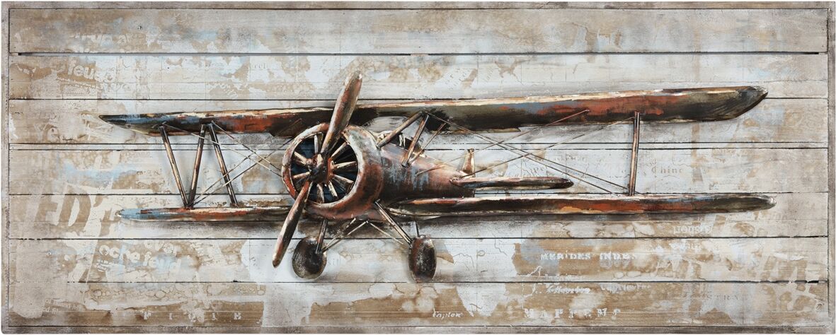 Empire Art Direct Model airplane Metallic Handed Painted Rugged Wooden Wall Art, 24