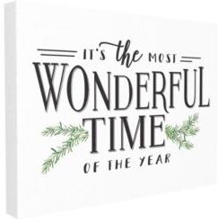 Stupell Industries Most Wonderful Time Christmas Holiday Word Design Stretched Canvas Wall Art Collection By Lettered Lined