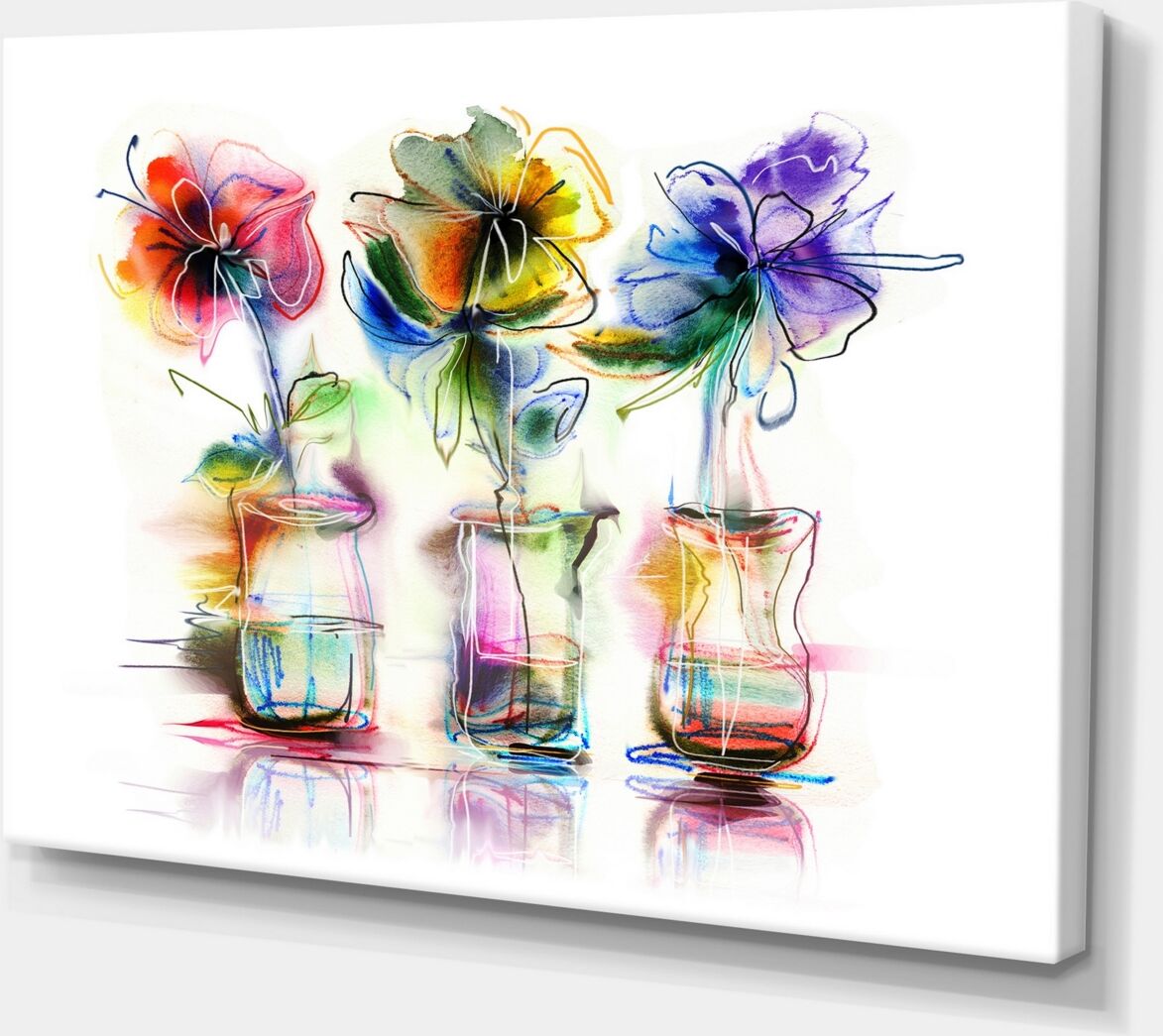 Design Art Designart Abstract Flowers In Glass Vases Extra Large Floral Wall Art - 32