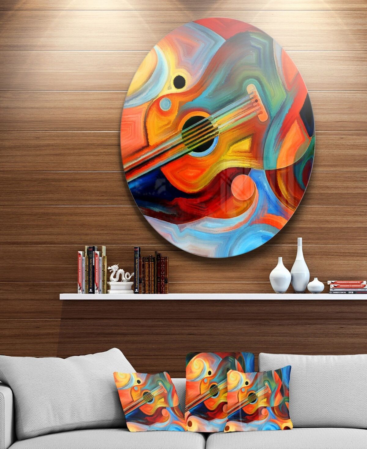 Design Art Designart 'Music And Rhythm' Abstract Metal Circle Wall Art - 36 x 36 - Red