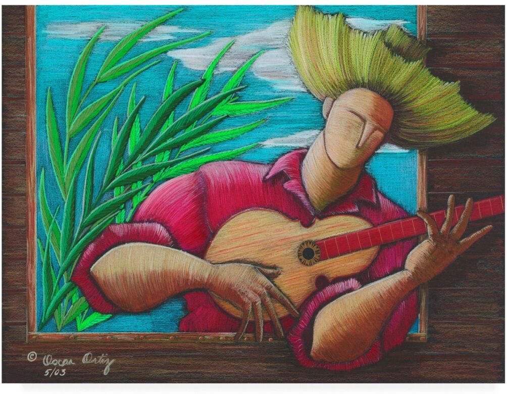 Trademark Global Oscar Ortiz Musicians Guitar 1 Canvas Art - 36.5