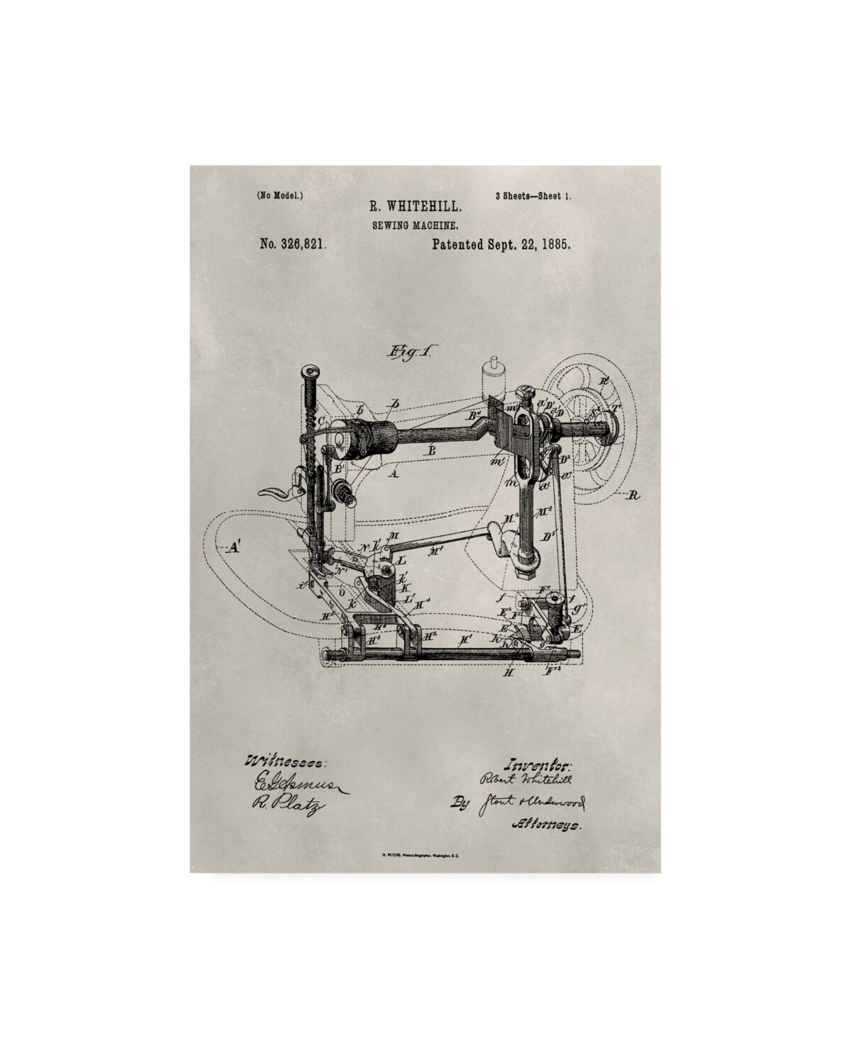 Trademark Global Alicia Ludwig Patent-Sewing Machine Canvas Art - 36.5