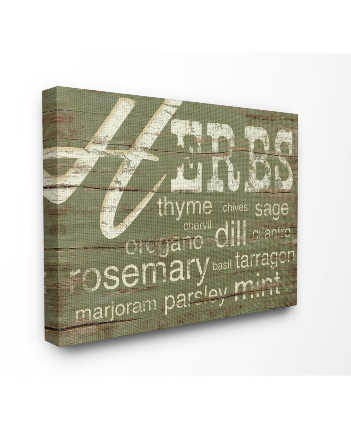 Stupell Industries Home Decor Herbs and Words Green Kitchen Canvas Wall Art, 30