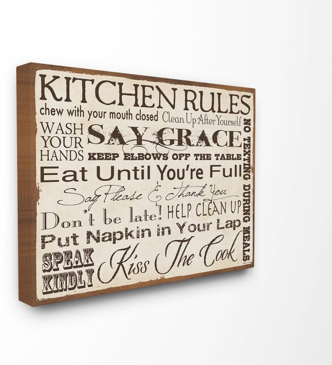 Stupell Industries Home Decor Kitchen Rules Creme Typography Kitchen Canvas Wall Art, 30