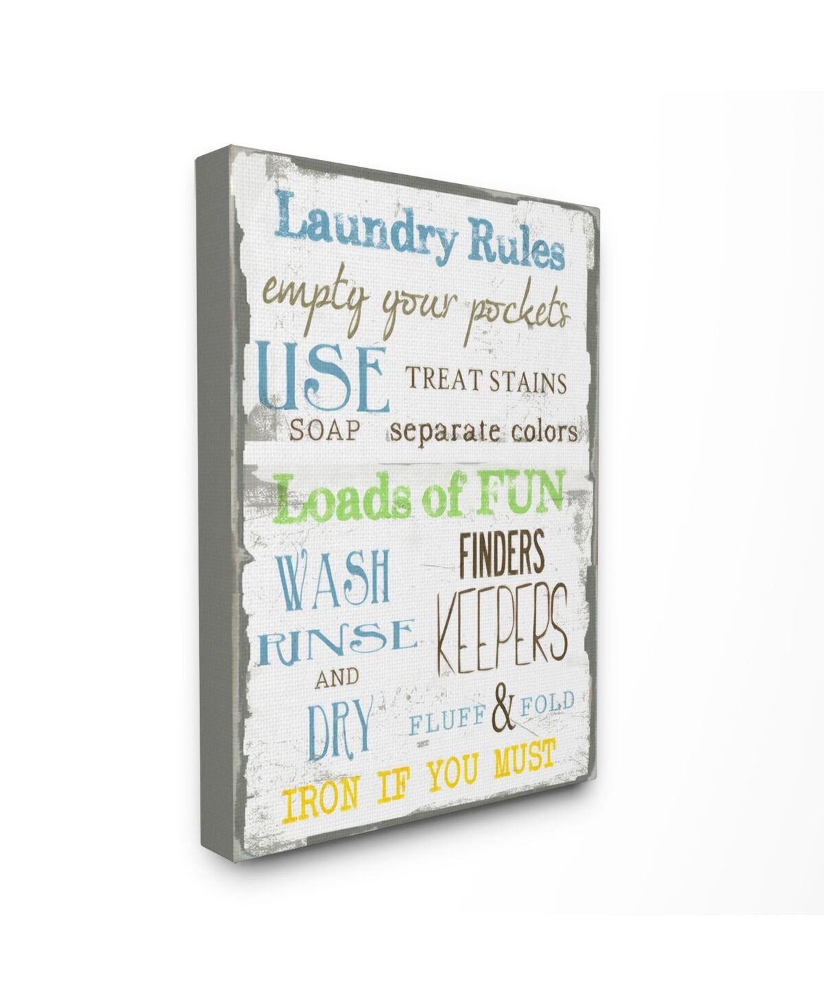 Stupell Industries Home Decor Laundry Rules Typography Bathroom Canvas Wall Art, 30