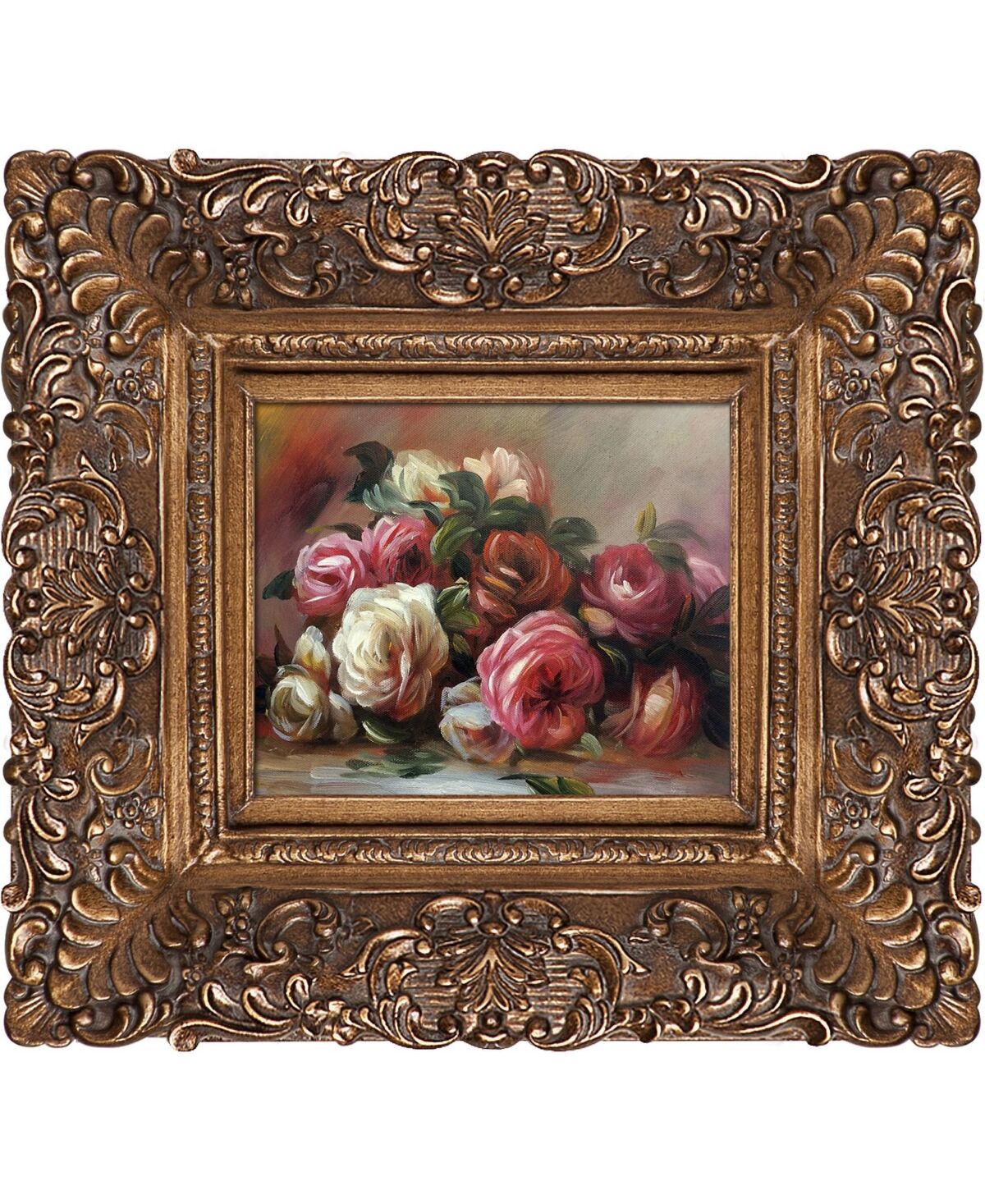 La Pastiche by Overstockart Discarded Roses by Pierre-Auguste Renoir with Burgeon Frame Oil Painting Wall Art, 19.5