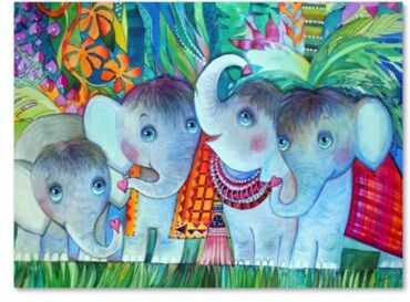 Trademark Global Oxana Ziaka Baby Elephant Canvas Art Collection