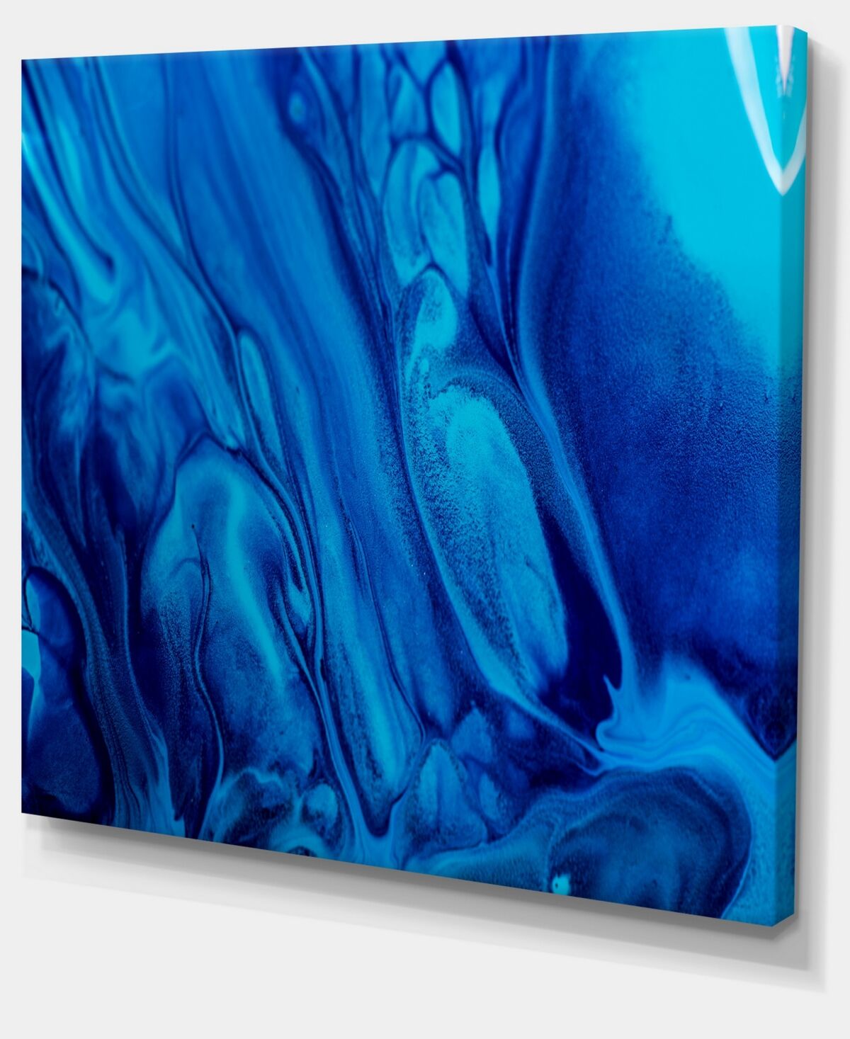 Design Art Designart Dark Blue Abstract Acrylic Paint Mix Abstract Art On Canvas - 40